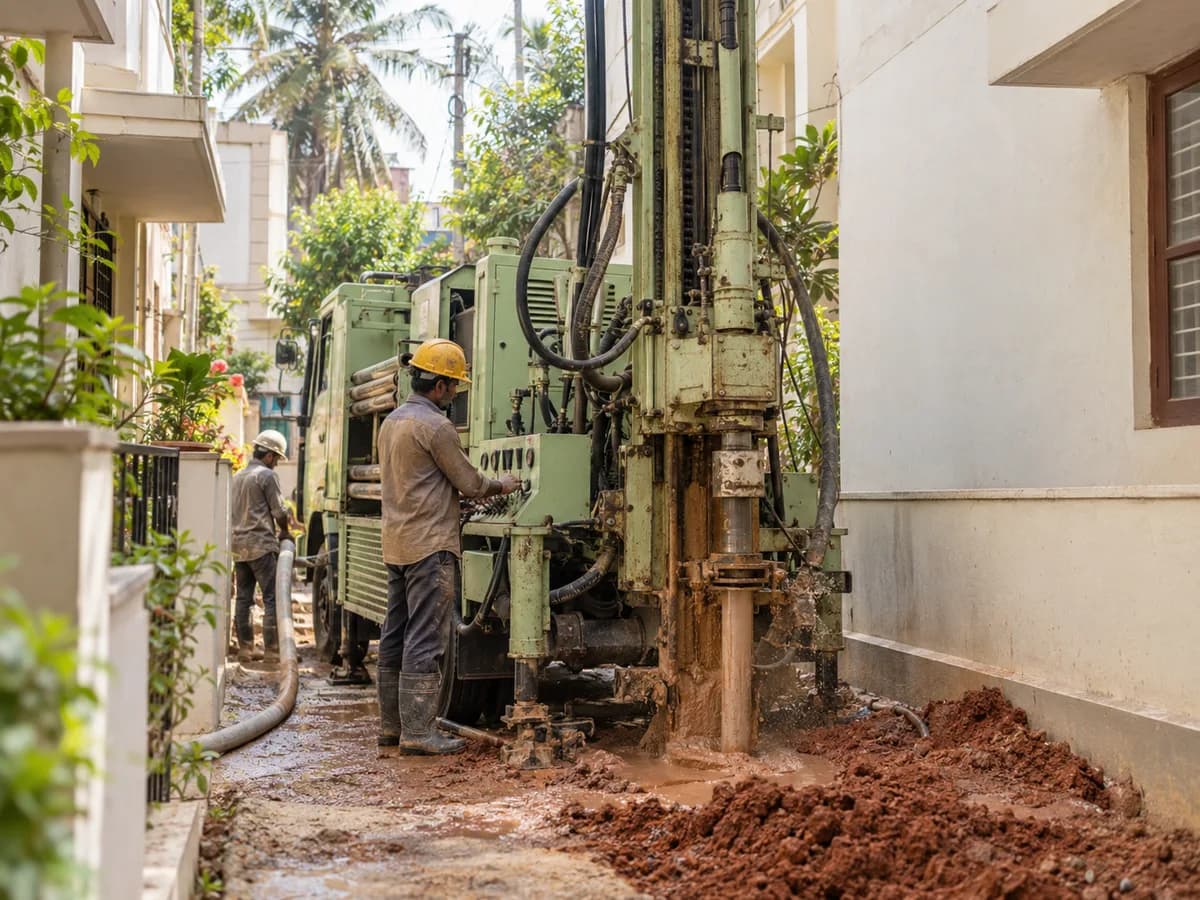 Illustration of compact drilling for narrow roads